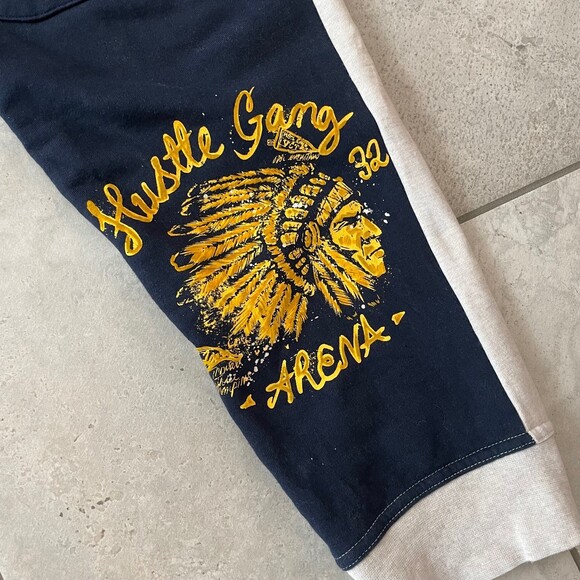 VTG Y2K Hustle Gang Mens Sweat Pants Size XL Rugby Color Block Rare - Picture 2 of 8